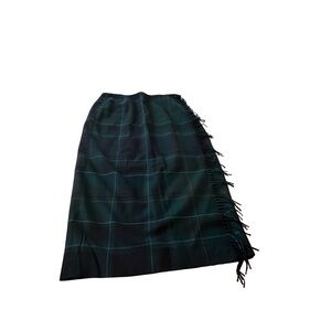Talbots Wool Tartan  Wrap Skirt - Fringe wrap wool skirt made in USA 12p